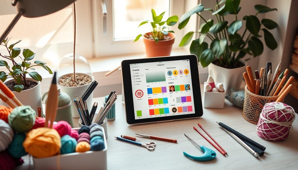 organização projetos crochê