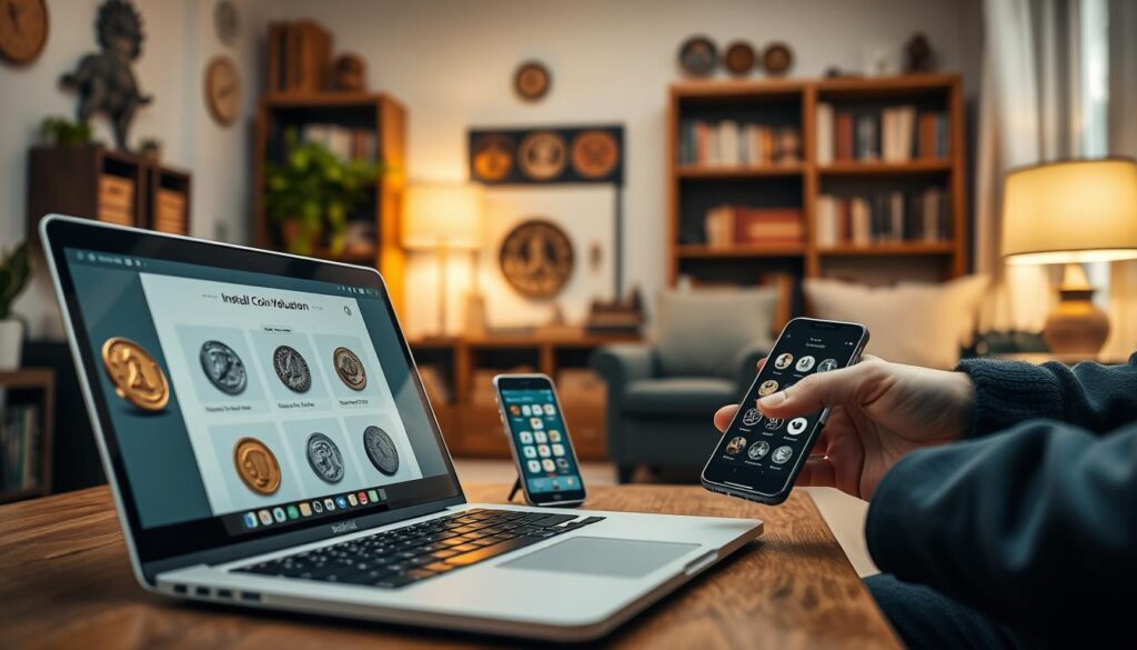 processo de instalação de aplicativos para moedas