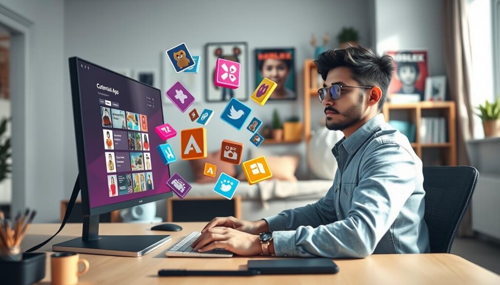 download e instalação de aplicativos de personalização