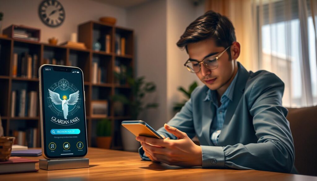 uso de aplicativo para conexão com anjo guarda