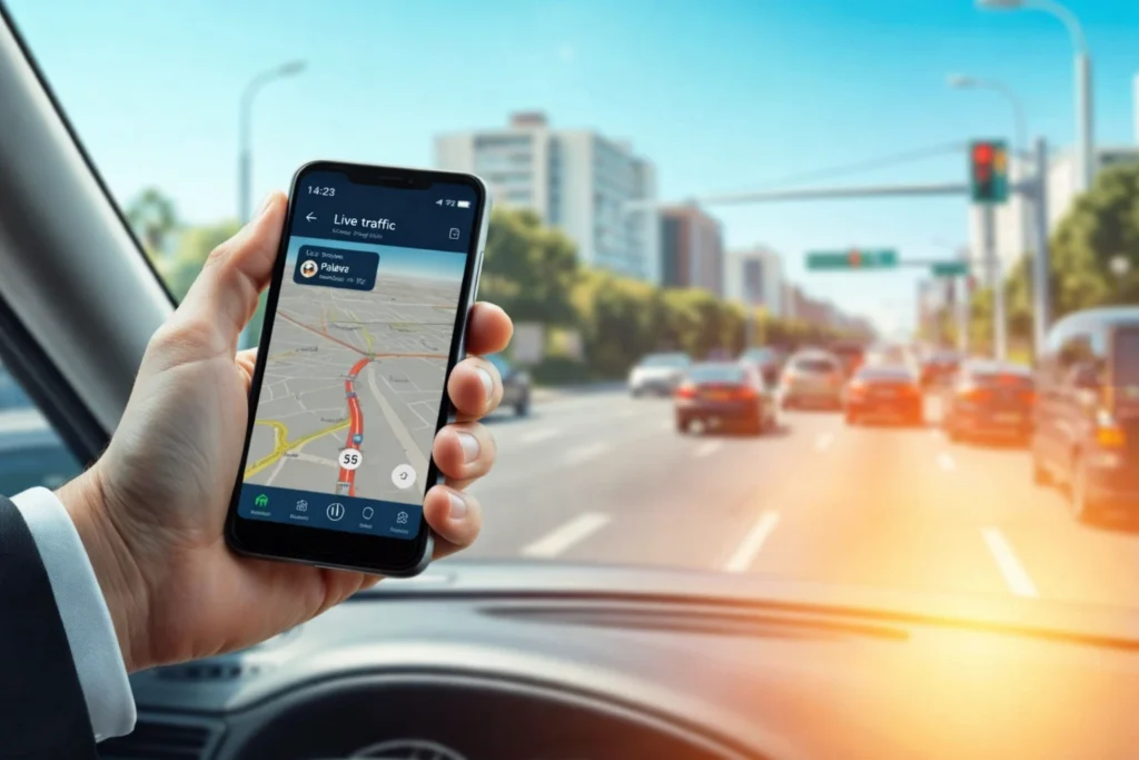 funcionalidades e recursos em tempo real do aplicativo de navegação