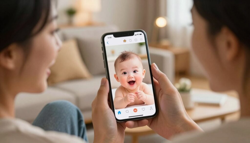 compartilhamento redes sociais bebê