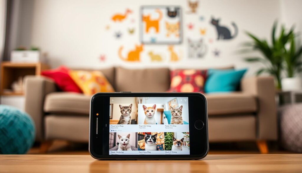 recursos e usabilidade de aplicativos de vídeos de gatos