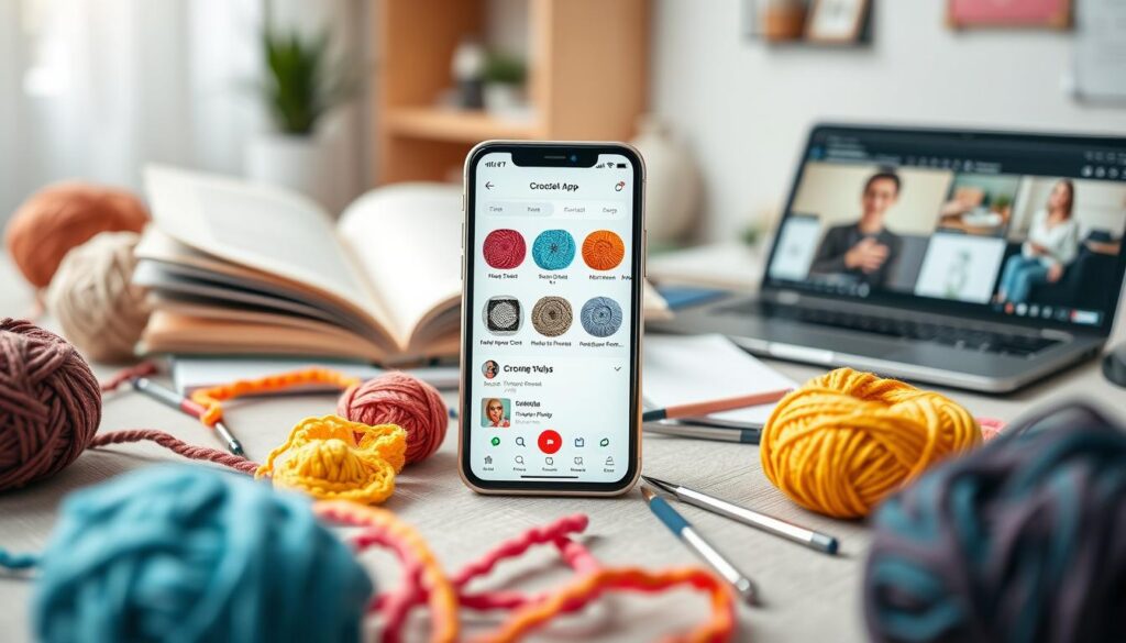 recursos e funcionalidades de apps de crochê